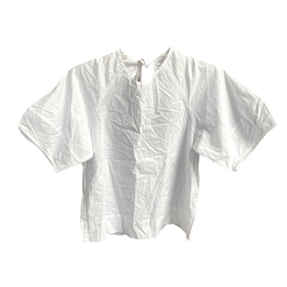 Everlane Circle Back Tie Cotton Top White Size 0